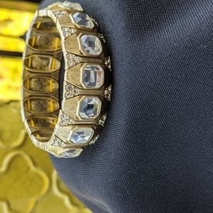 NWT Lia Sophia Kensington Gold & Crystal Stretch Bracelet